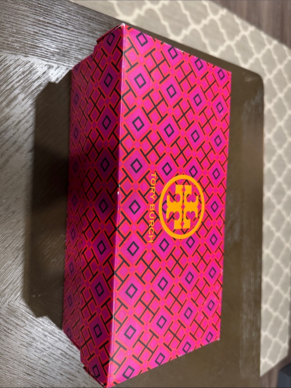 Tory Burch Hot Pink and Orange Patterned Gift Box